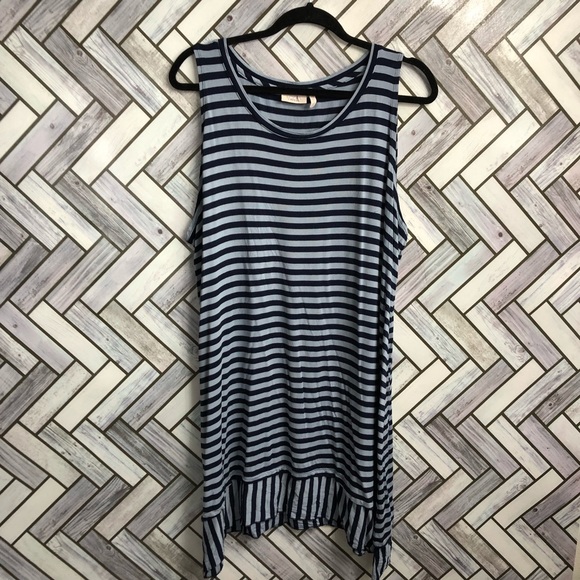 LOGO Layers Light Blue & Navy Striped Tunic Tank